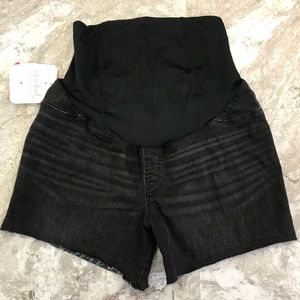 Isabel maternity black jean midi shorts cutoff NWT